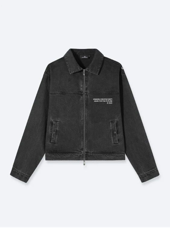 Black Washed Utility Denim Jacke