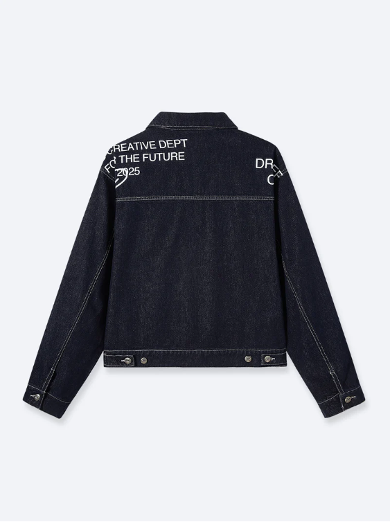 Black Washed Utility Denim Jacke