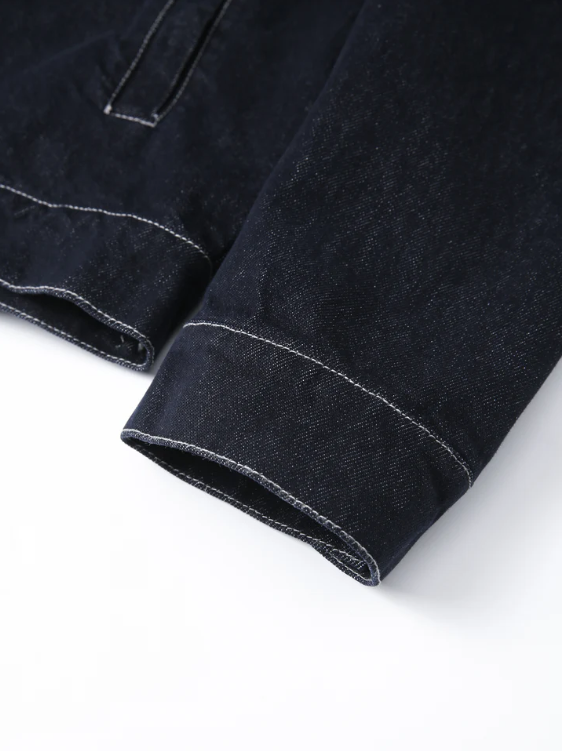 Black Washed Utility Denim Jacke