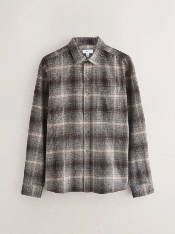 Ash Grey Checkered Flannel Shirt