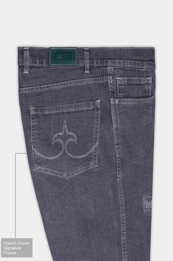 Ash Grey Patchwork Relaxed-Fit Denim