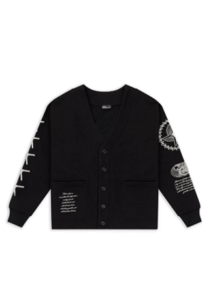 BLACK SCRIPTED STREET CARDIGAN