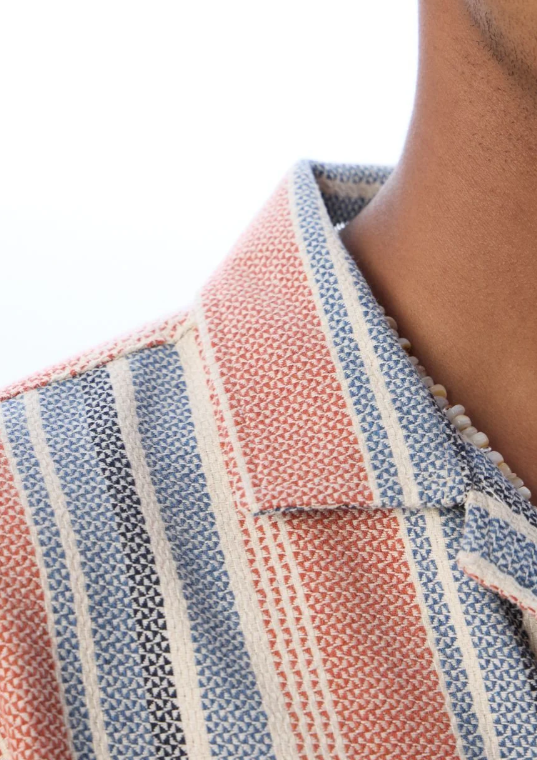RESORT STRIPED CUBAN COLLAR SHIRT