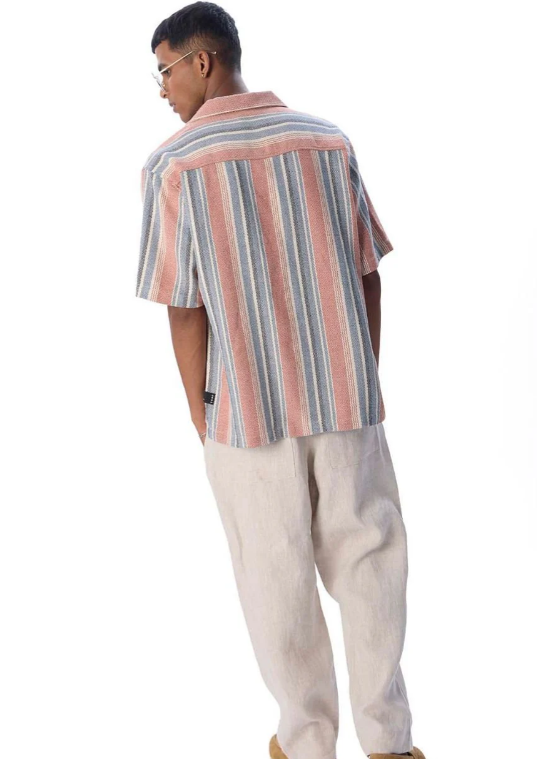 RESORT STRIPED CUBAN COLLAR SHIRT