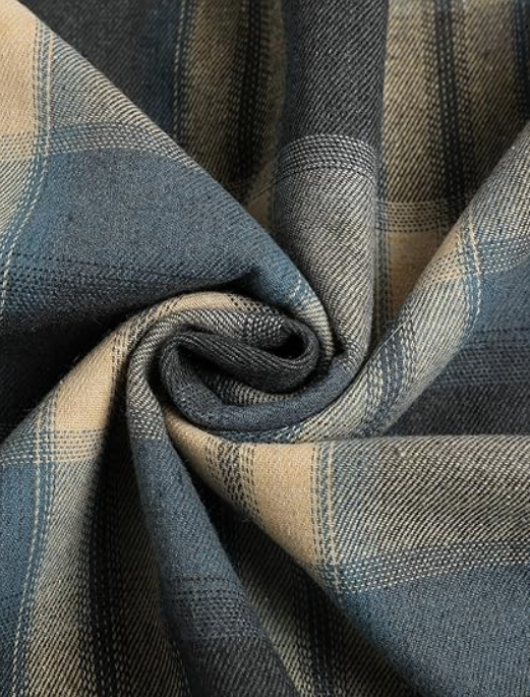 Blue Beige Plaid Fleece Hoodie Jacket