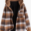 Untitled-3 Brown Check Fleece-Lined Hoodie Jacket