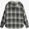 Blue Beige Plaid Fleece Hoodie Jacket