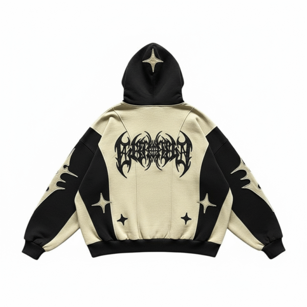 Generated Image January 05, 2026 - 9_27AM Two-Tone Street Hoodie – Black & Bone