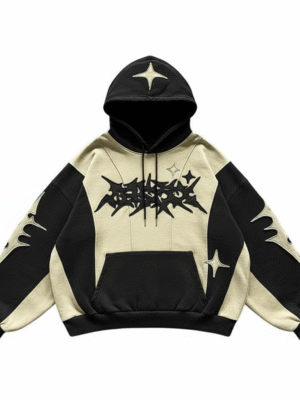 Two-Tone Street Hoodie – Black & Bone